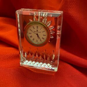 Waterford Crystal Lismore Desk Clock Paperweight. Made in Ireland.